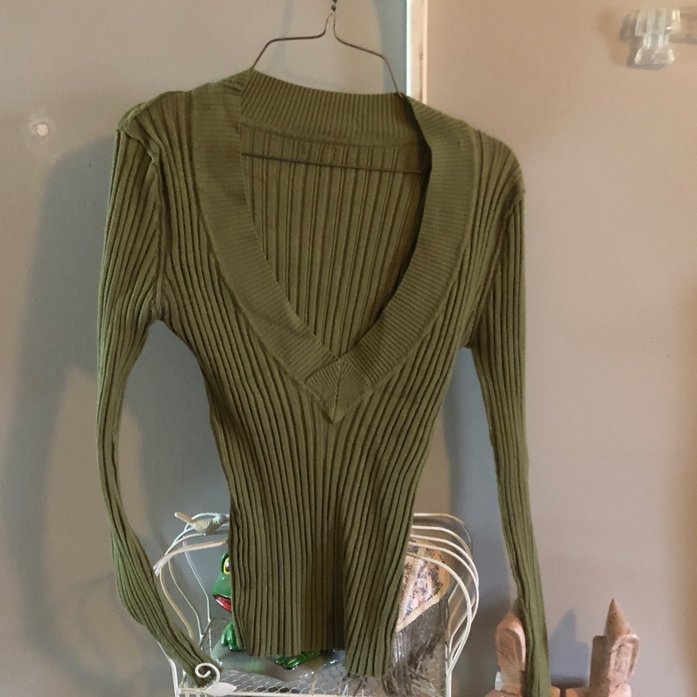 Maurices Deep Green V-Neck Ribbed Sweater